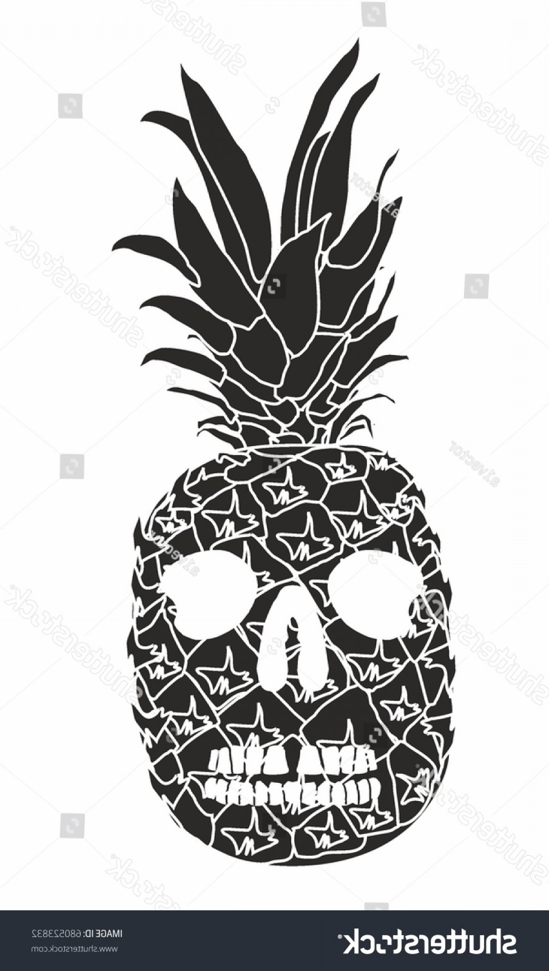1086x1920 Pineapple Skull Graphic Design Vector Art Geekchicpro