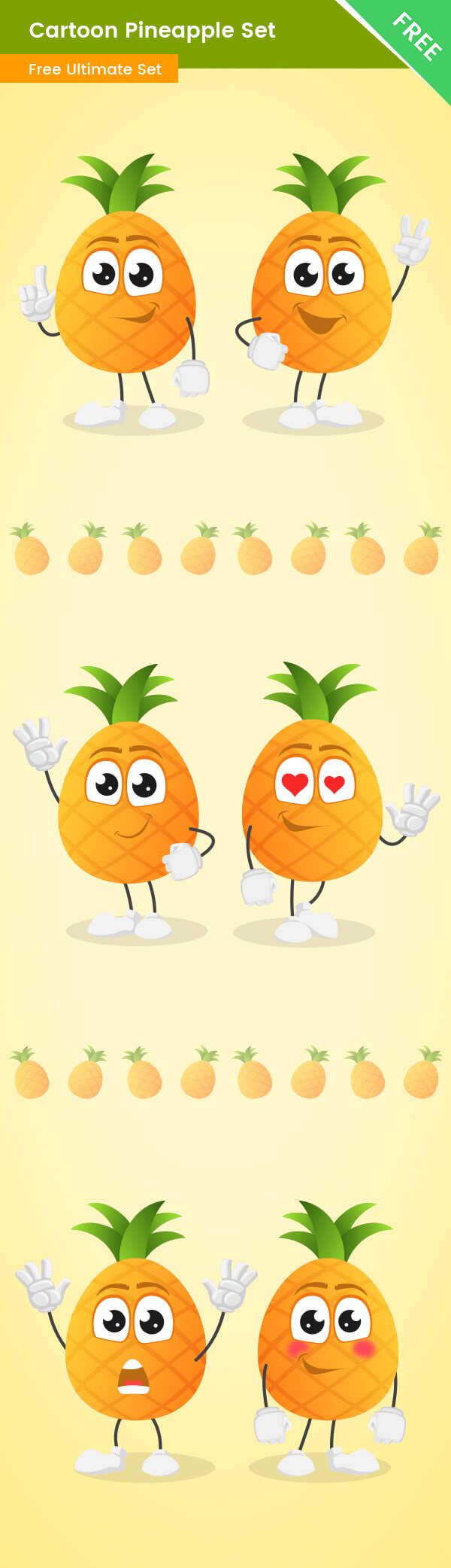 600x2083 Cartoon Pineapple Vector Set