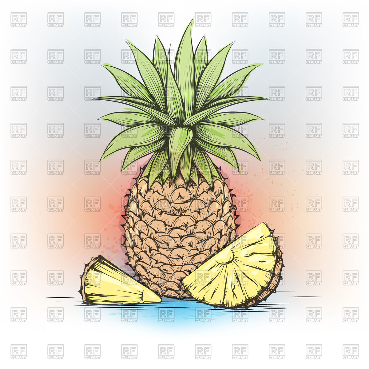 1200x1200 Colorful Watercolor Pineapple Vector Image Vector Artwork Of