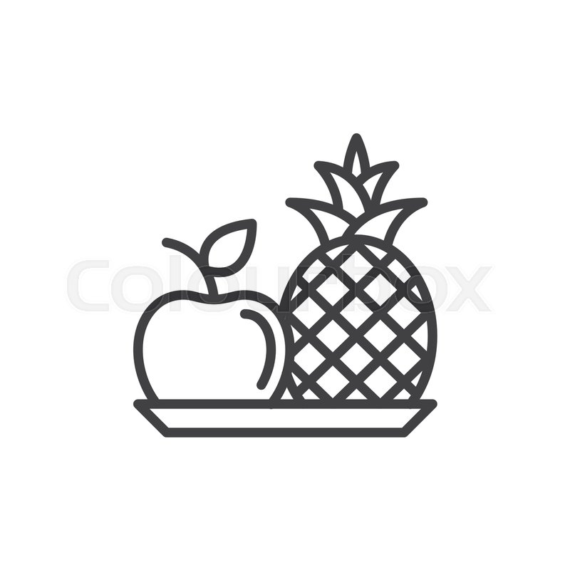 800x800 Pineapple And Apple Line Icon, Outline Vector Sign, Linear Style