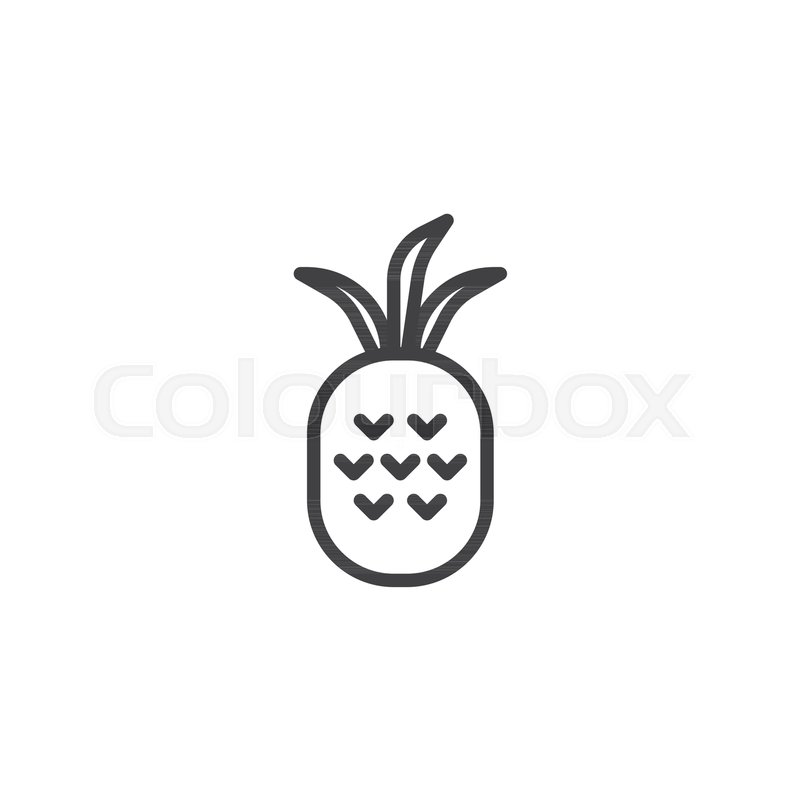 800x800 Pineapple Fruit Line Icon, Outline Vector Sign, Linear Style