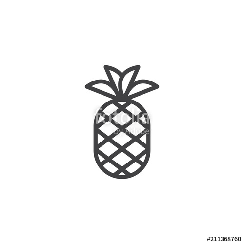 500x500 Pineapple With Leaves Outline Icon. Linear Style Sign For Mobile