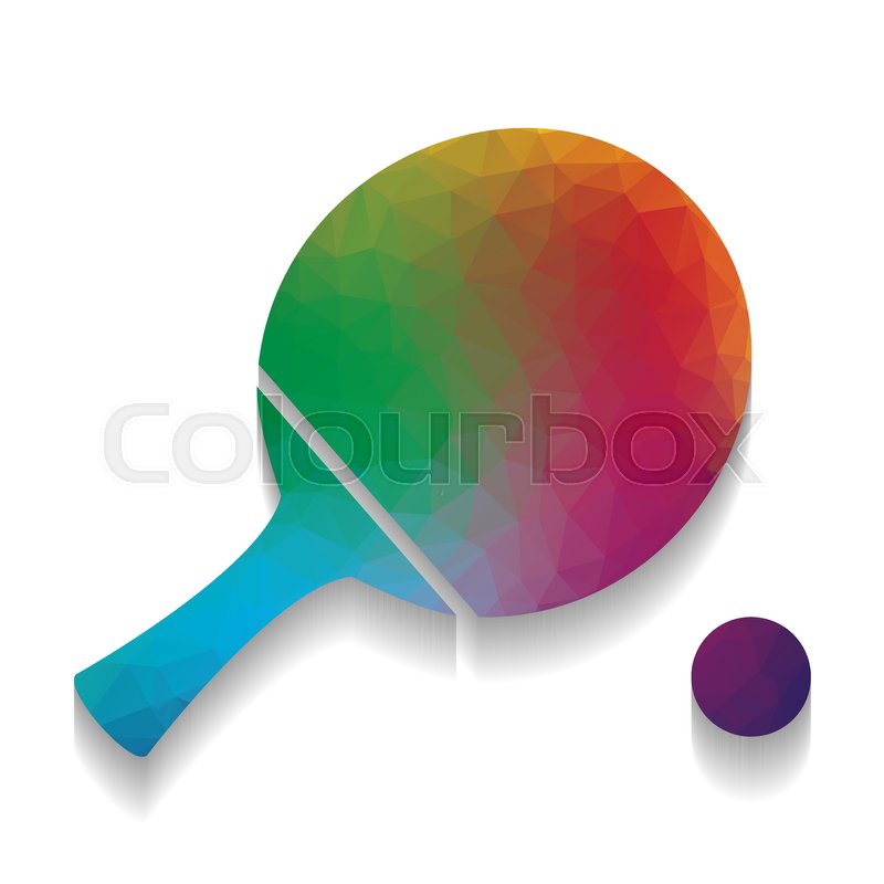 800x800 Ping Pong Paddle With Ball. Vector. Colorful Icon With Bright