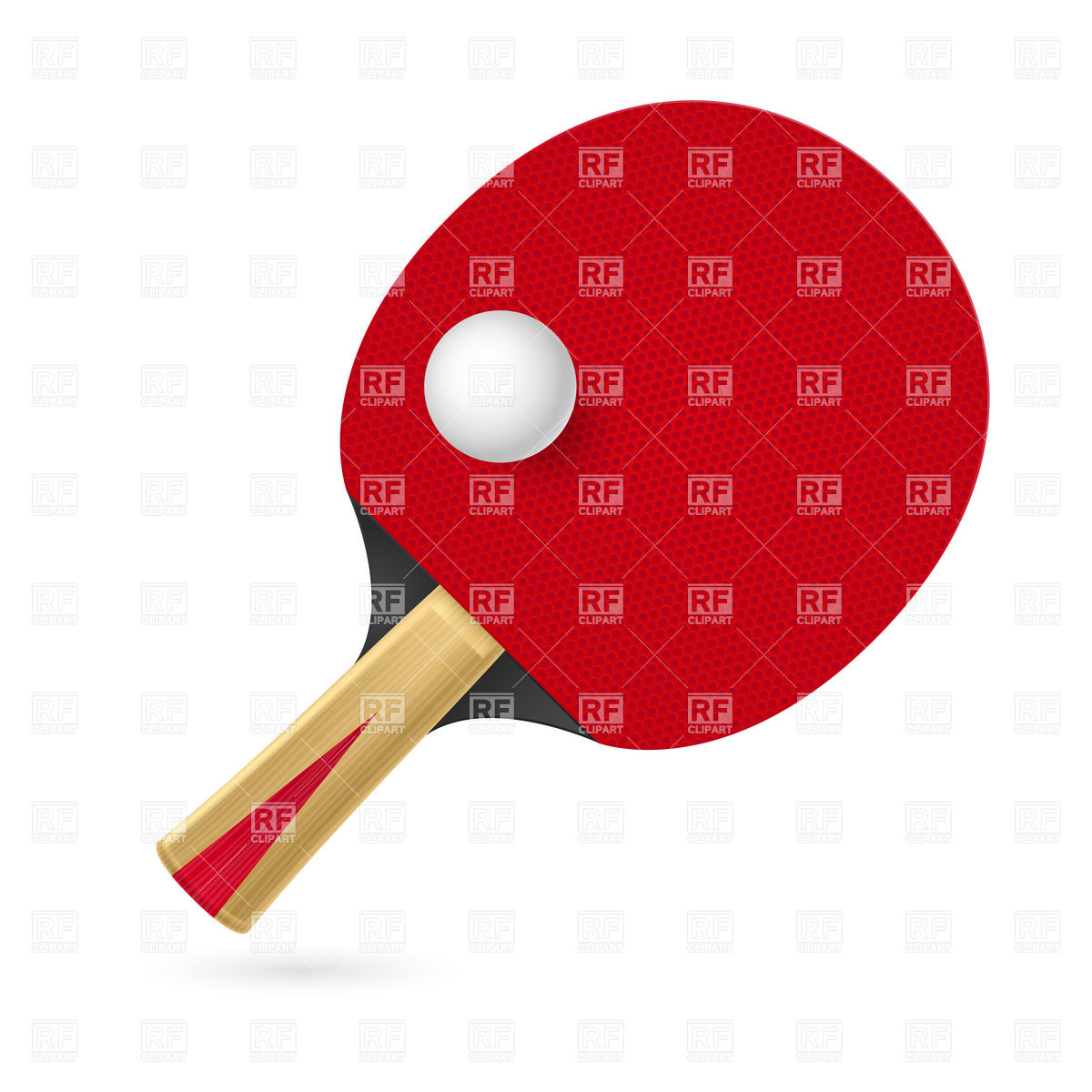 1200x1200 Red Ping Pong (Table Tennis) Racket And Ball Vector Image Vector
