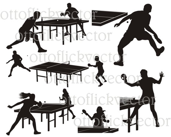 570x458 Table Tennis Vector Silhouette Ping Pong Clipart Cut Print Etsy