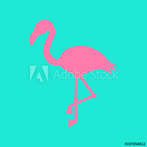 500x500 Mint Background With Pink Flamingo Silhouette, Summer Tropical
