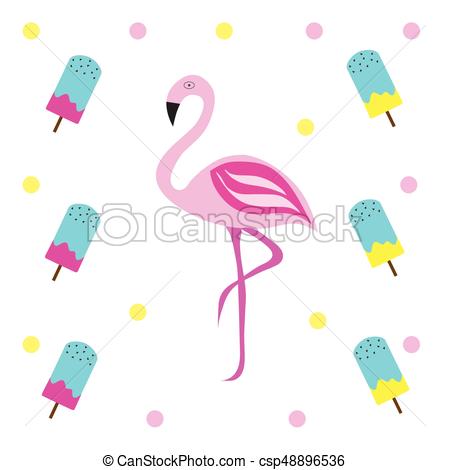 450x470 Pink Flamingo Vector Illustration With Ice Cream