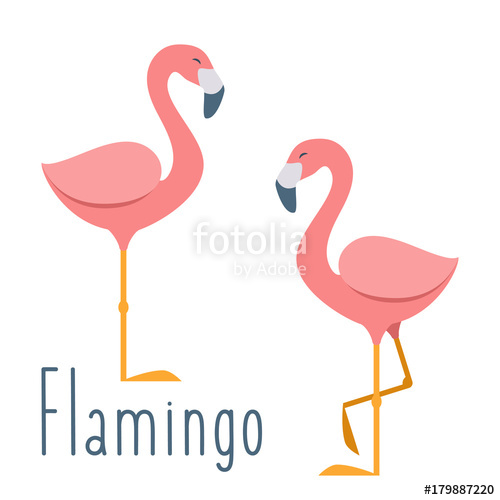 500x500 Pink Flamingo. Vector Illustration In Flat Cartoon Style Stock