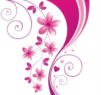400x378 Pink Floral Flower Border Photo Stock Vector Illustration