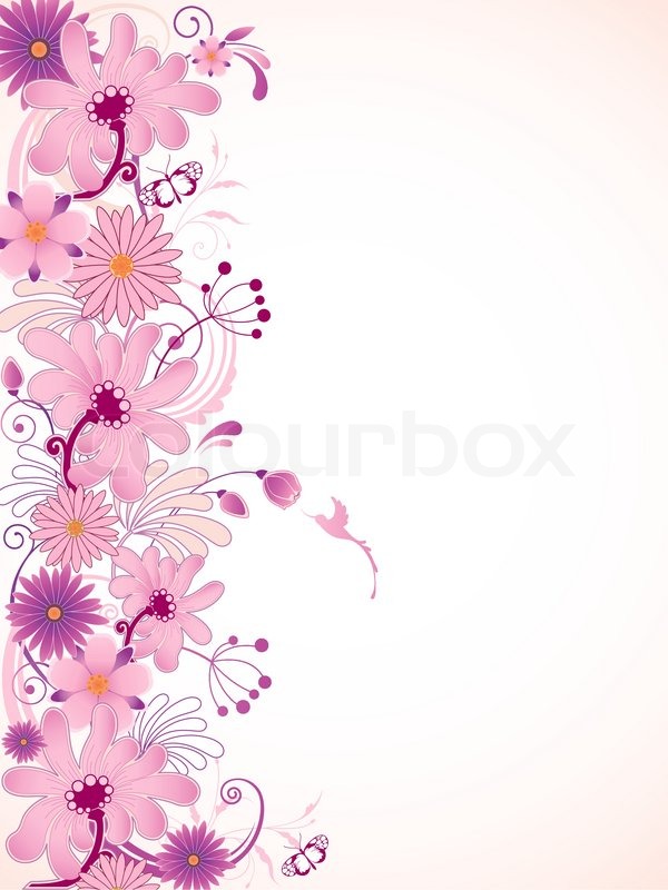 600x800 Vector Floral Background With Pink Flowers Stock Vector Colourbox