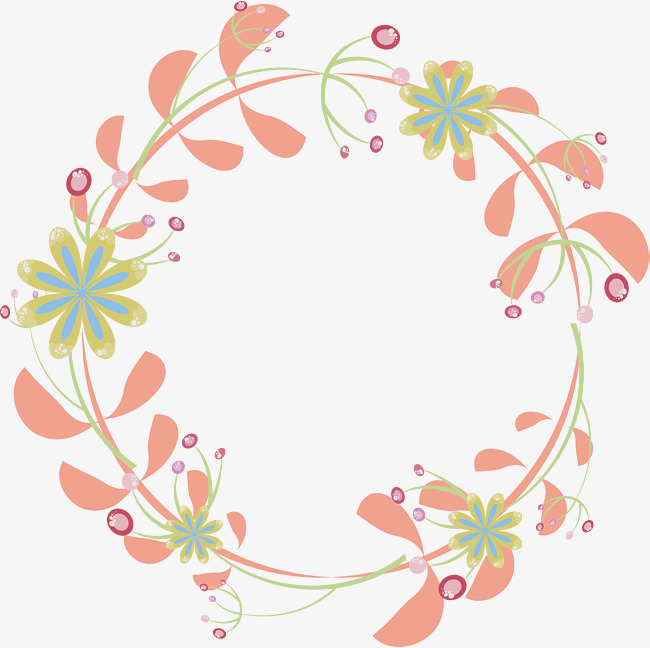 650x648 Pink Flower Rattan Round Border, Flower Vector, Round Vector