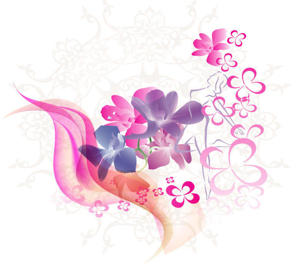 600x540 Pink Flowers Vector 123freevectors