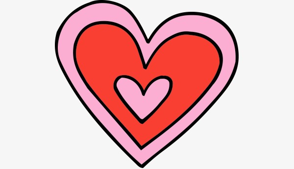 600x344 Vector Cartoon Pink Heart, Cartoon Vector, Heart Vector, Cartoon