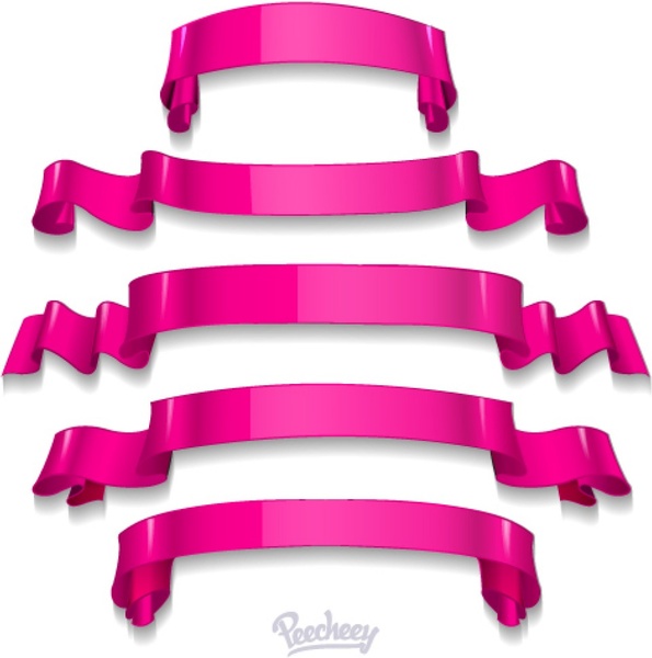 595x600 Pink Ribbon Collection Free Vector In Adobe Illustrator Ai ( .ai