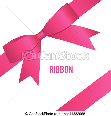 450x470 Shiny Pink Ribbon. Vector Illustration.