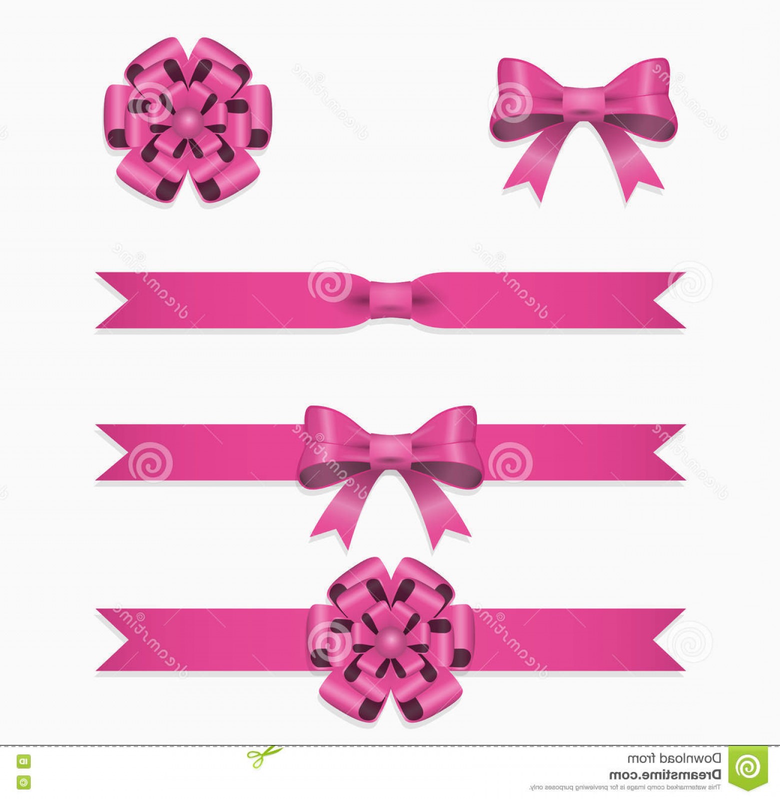 1560x1598 Stock Illustration Pink Ribbon Bow Vector Set Gift Box Decoration
