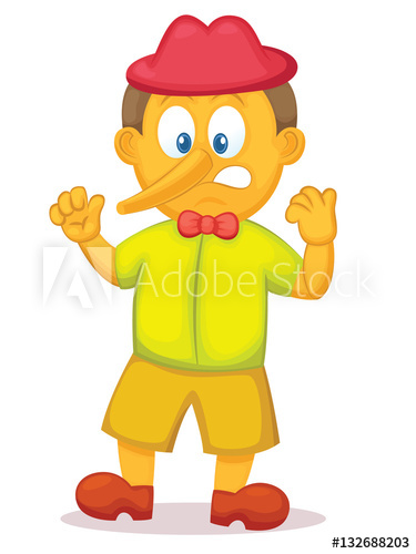 375x500 Funny Pinocchio With Long Nose Cartoon Character. Vector