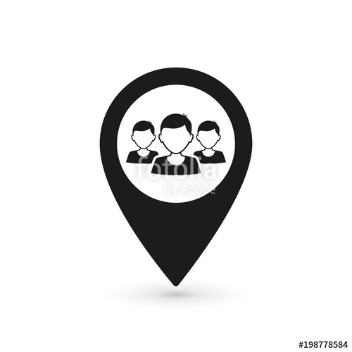 500x500 Meeting Point Location Icon. Gps Mark Silhouette Symbol. Group Of