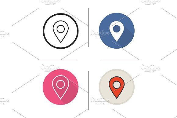 580x386 Pinpoint. 4 Icons. Vector Icons And Flat Design