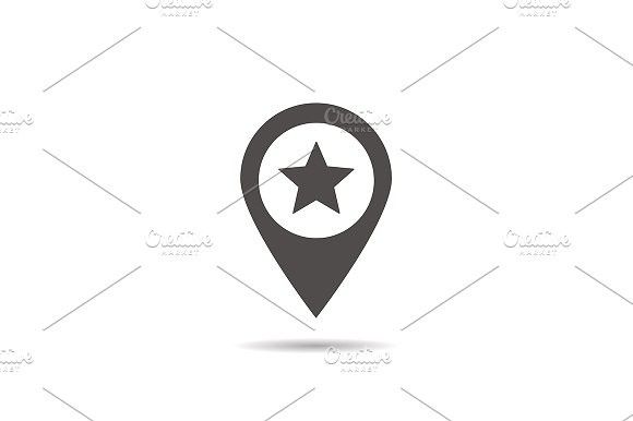 580x386 Star Mark In Pinpoint Icon. Vector Icons And Drop Shadow