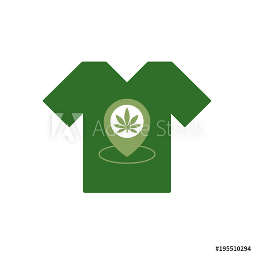500x500 T Shirt With Marijuana Leaf Store Location Icon. Map Pointer. T
