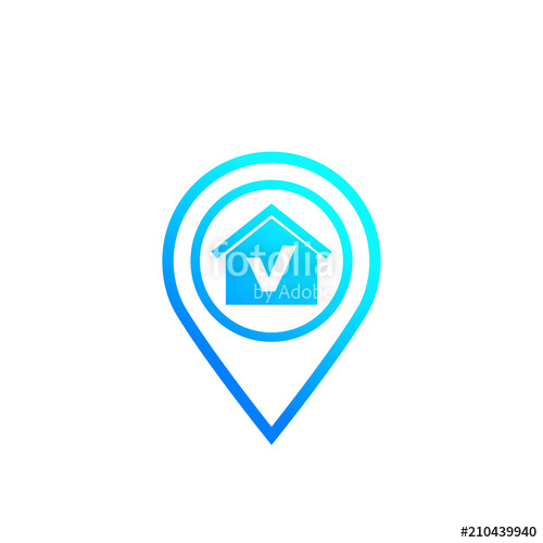 500x500 House And Pinpoint, Vector Icon Stock Image And Royalty Free