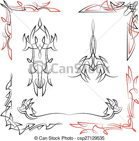 450x458 Pinstripe Graphics Corner Border Vinyl Ready Vector Art.