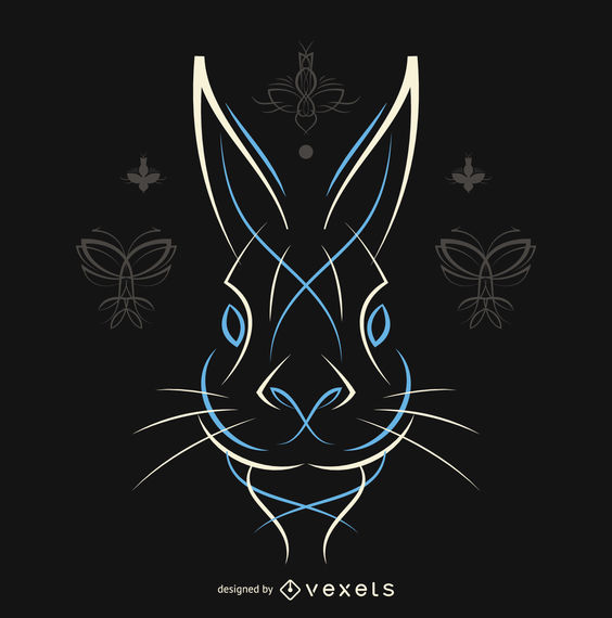 564x570 Pinstripe Rabbit Vector In White And Blue