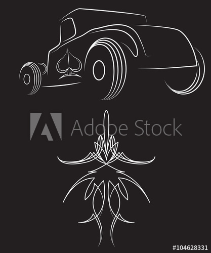 417x500 Hot Rod. Retro Car. Pinstripes. Beautiful Pinstripe Vector