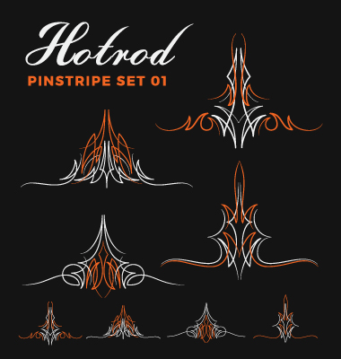 380x400 Hotrod Pinstripe Vector Illustration Set 01 Free Download