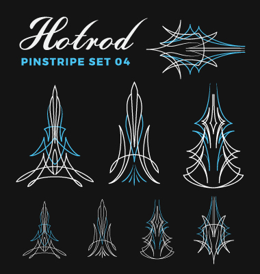 380x400 Hotrod Pinstripe Vector Illustration Set 04 Free Download