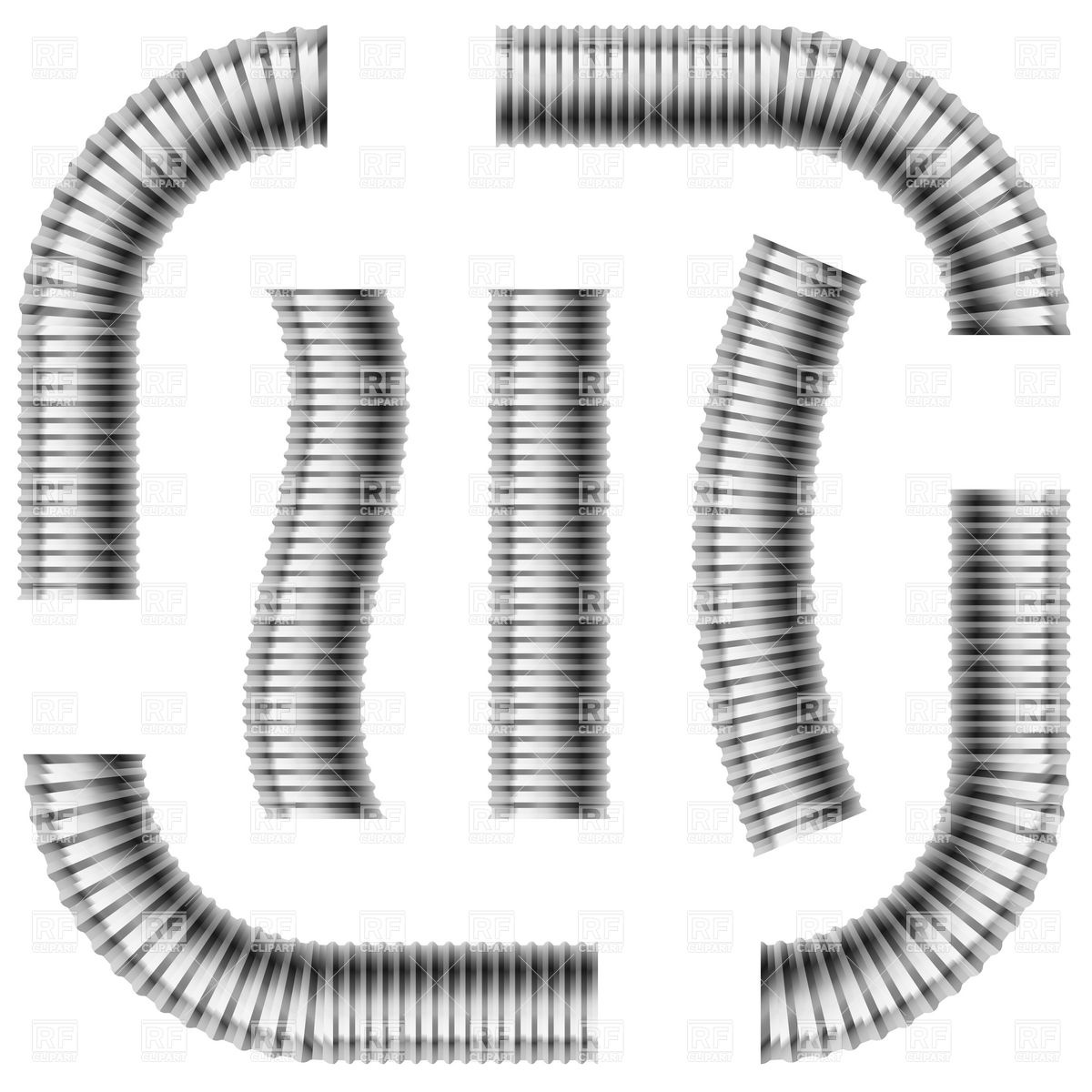 1200x1200 Set Of Gray Corrugated Drain Pipes Vector Image Vector Artwork