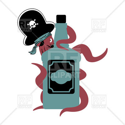 400x400 Octopus In Pirate Hat And Bottle Of Rum Vector Image Vector