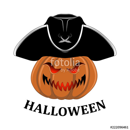 500x500 Pumpkin In A Pirate Hat. Vector Image On White Background. Stock