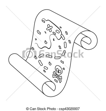 450x470 Pirate Treasure Map Icon In Outline Style Isolated On White