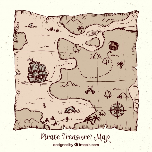 626x626 Pirate Treasure Map In Hand Drawn Style Vector Free Download
