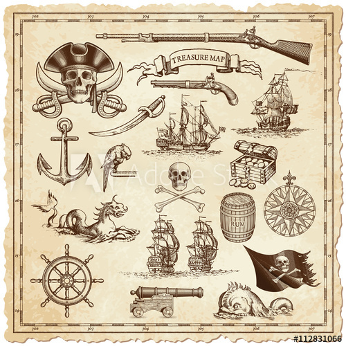 500x500 Treasure Map Vector Illustrations
