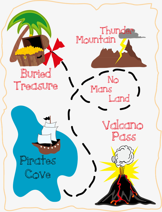 650x853 Vector Cartoon Decorative Pirate Map, Cartoon Map, Cartoon Map