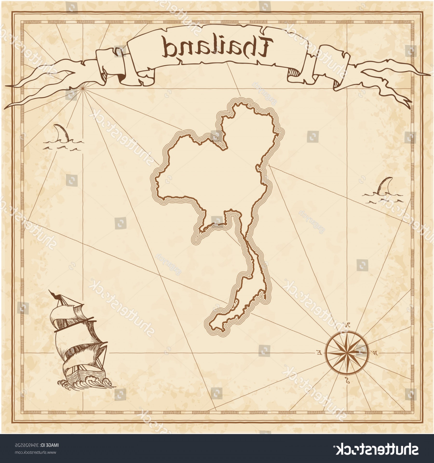 1800x1918 Vector Treasure Map Thailand Stylized Old Shopatcloth