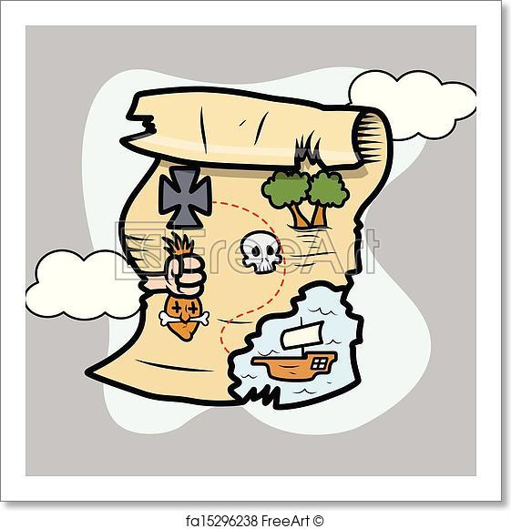 561x581 Free Art Print Of Treasure Island Map