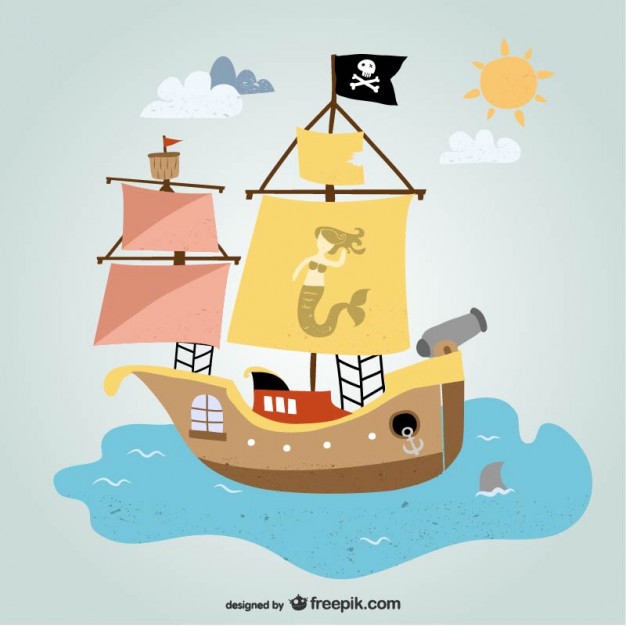 626x626 Pirate Ship In The Ocean Vector Free Download