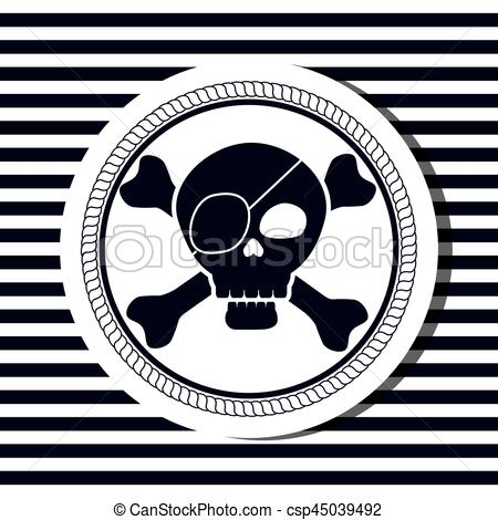 450x470 Nautical Frame With Pirate Skull Vector Illustration Design.