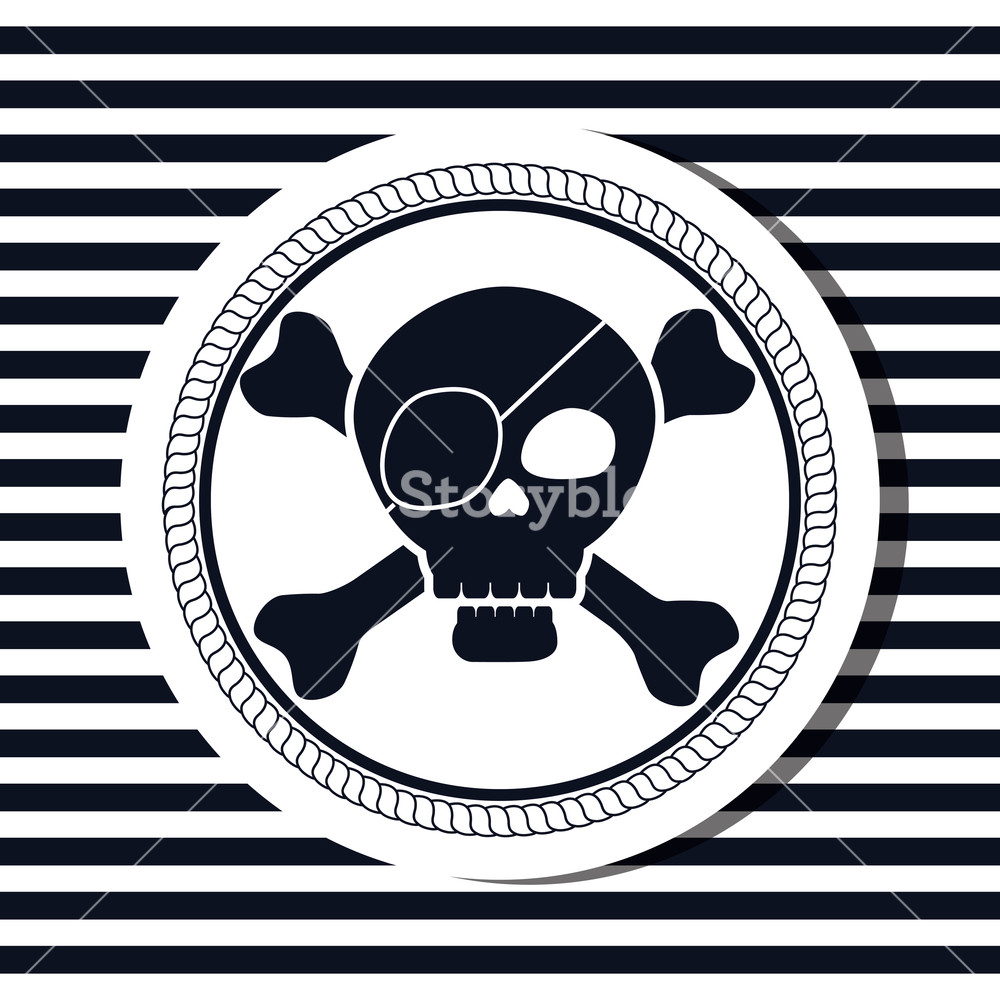1000x1000 Nautical Frame With Pirate Skull Vector Illustration Design