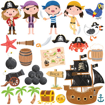 350x350 Pirate Girls 1 Clipart Instant Download Vector Art By Lime And
