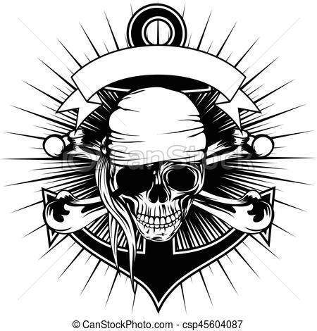 450x470 Pirate Skull Bandana. Vector Illustration Pirate Sign Skull With
