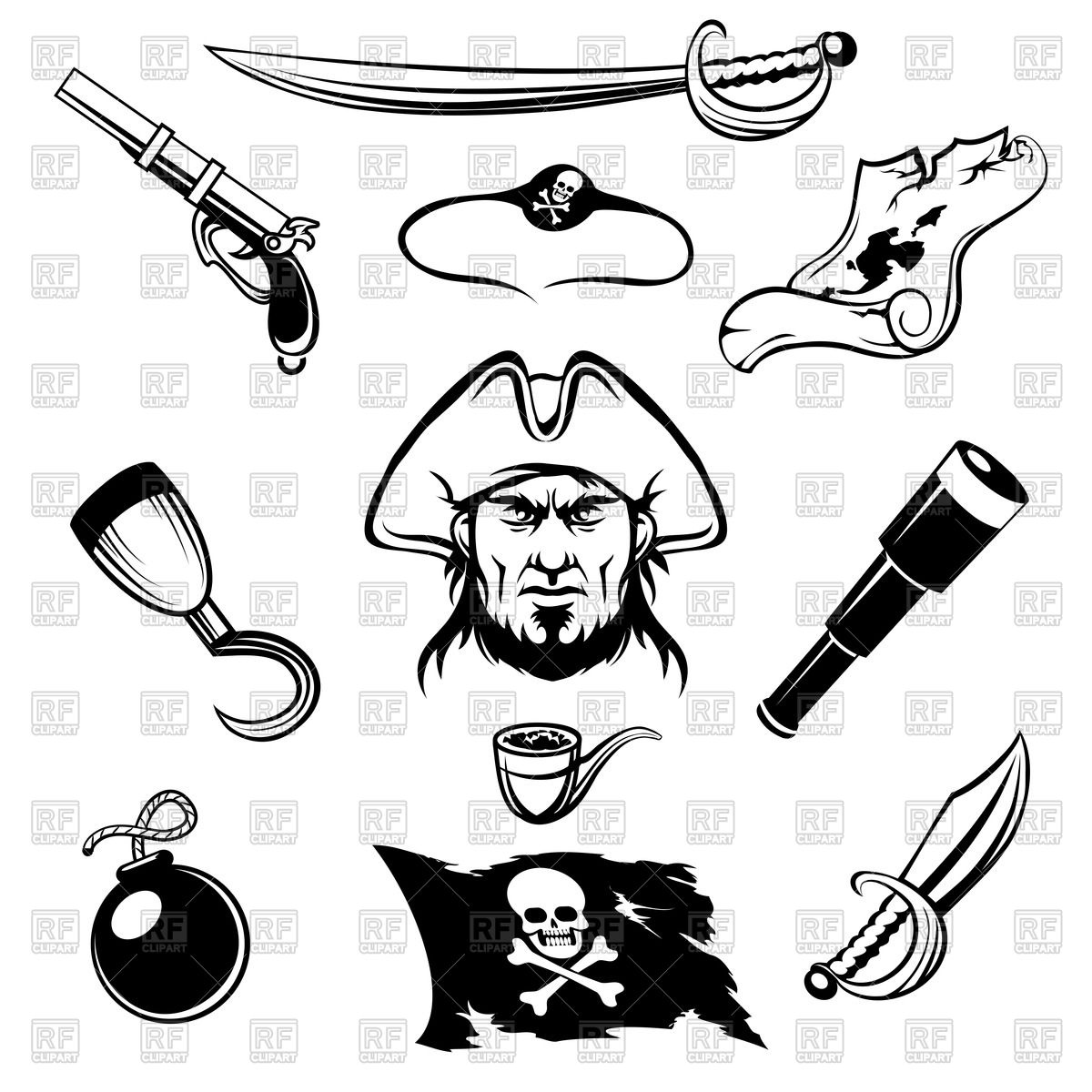 1200x1200 Set Of Pirate Icons Vector Image Vector Artwork Of Objects