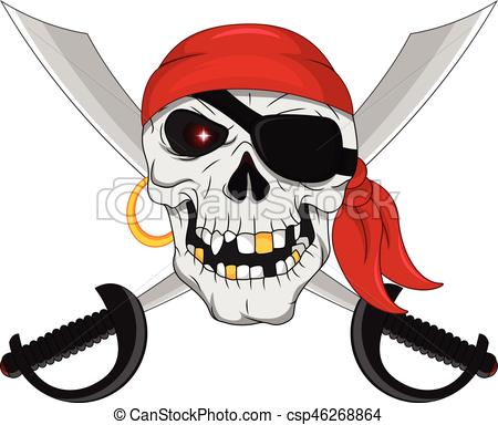 450x384 Vector Illustration Of Pirate Skull And Crossed Swords.