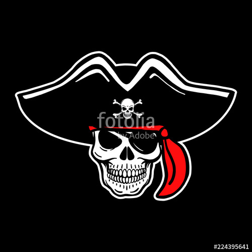 500x500 Bad Vector Of Human Pirate Skulls. Tattoo Motive, Colorful, Red