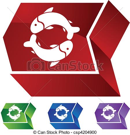 450x470 Pisces Web Button Isolated On A Background Vector Clipart