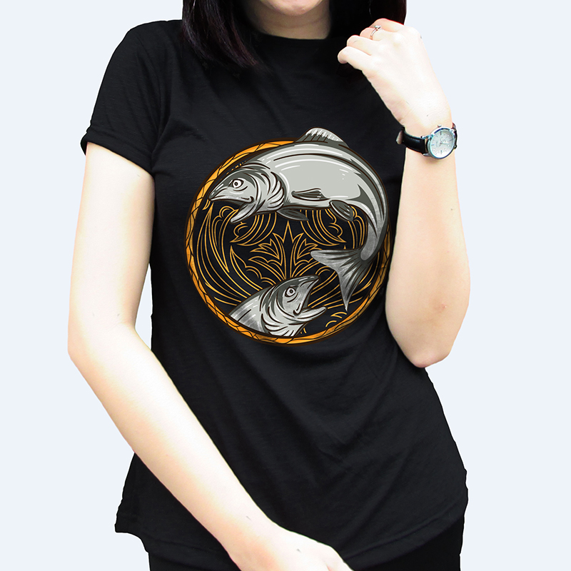 800x800 Zodiac Sign Pisces Vector Illustration Custom T Shirts Tshirt